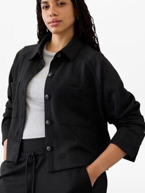 Athleta Allure Shirt Jacket Crop Long Sleeve Button Front Large NWOT